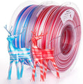 AMOLEN Silk PLA 3D Printer Filament Bundle, Shiny Multicolor Rainbow Filament 1.75mm Pack, Fast Color Change 3D Printing Filament, Red White & Blue Pink White, 1KG X 2 Spools