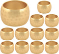 Napkin Rings Set of 12, Metal Napkin Holder Cuffs for Dinner Table Décor, Round Textured Farmhouse Modern Serviette Rings for Christmas, Weddings, Receptions, Daily Use, Gold - ALPHA Living HOME