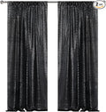 Sugargirl Halloween Black Sequin Backdrop Curtain 2 Panels 2FTx8FT Glitter Black Background Drapes Sparkle Photography Backdrop for Party Wedding Birthday Wall Decoration