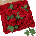 AmyHomie Artificial Flowers Dark Red Rose 100pcs Real Looking Fake Roses w/Stem for DIY Wedding Bouquets Centerpieces Arrangements Party Baby Shower Home Decorations