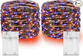 Dazzle Bright Purple and Orange Halloween Fairy String Lights, 2 Pack Total 40FT 120 LED Copper Wire Battery Operated Waterproof Lights, Halloween Decorations for Indoor Outdoor Patio Yard Party Decor