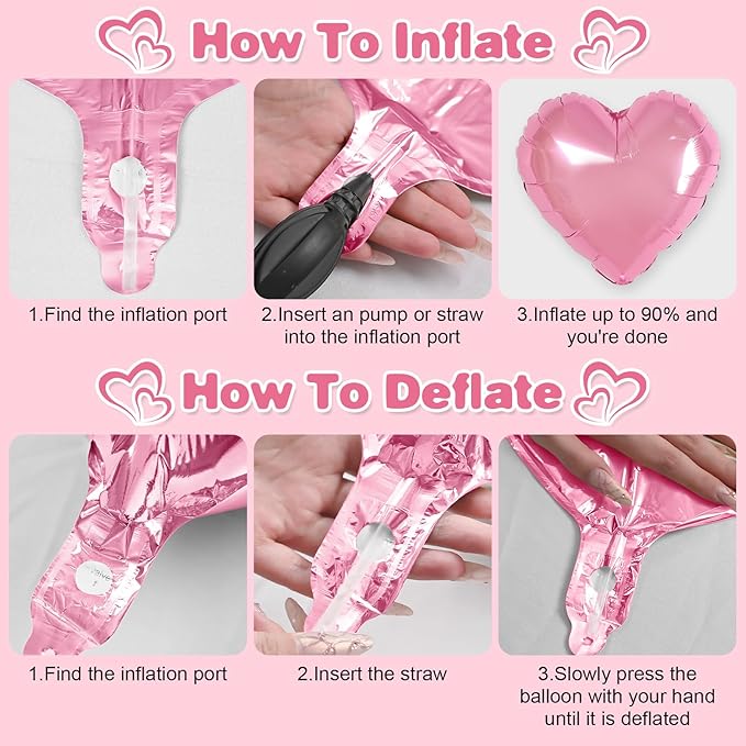 Pink Silver Heart Balloons,12Pcs 18Inch Pink Silver Heart Shaped Foil Helium Balloons for Baby Shower Birthday Anniversary Wedding Engagement Party Decorations