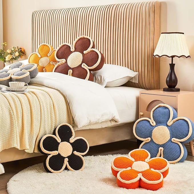 Soft Flower Shaped Floor Cushion, Decorative Throw Pillow, Cute Seating Cushion, Plush Pillow for Sofa Couch Bed (13.7 Inch, Peach Pink)