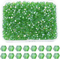 PATIKIL 1000pcs 3mm Bicone Glass Crystal Beads, Faceted Glass Spacer Beads with Box for Jewelry Making Bracelet Necklace Earrings DIY Suncatcher Craft, Grass Green AB