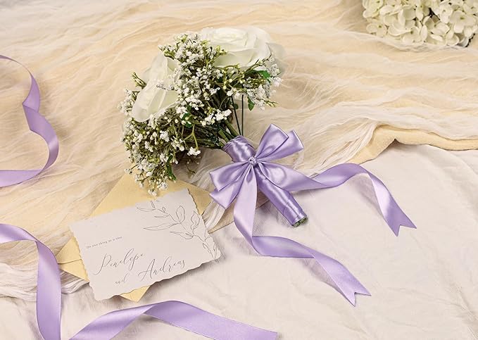 Lavender Satin Ribbon 1 inch X Continuous 25 Yards, Single Face Polyester Ribbon Perfect for Gift Wrapping, Flower Bouquet, Wedding Decor, Crafts, Bow Making, Sewing and More