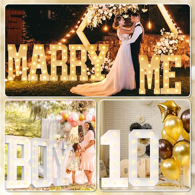 Ledido 4FT Marquee Light Up Letters Large Light Up Letters for Party Decoration, Marquee Letter for Birthday Graduation Baby Shower Wedding, Pre-Cut Foam Board Assembly Required Letter S