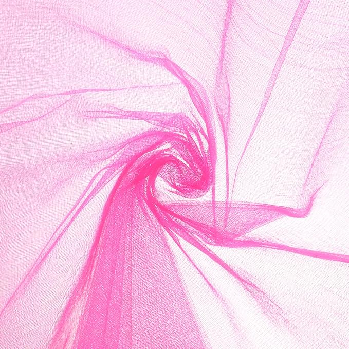 uxcell 19" by 5.5 Yard Tulle Fabric Backdrop Curtains for DIY Tutu Skirt Shower Decor Wedding Crafts Birthday Party Supplies, Deep Pink