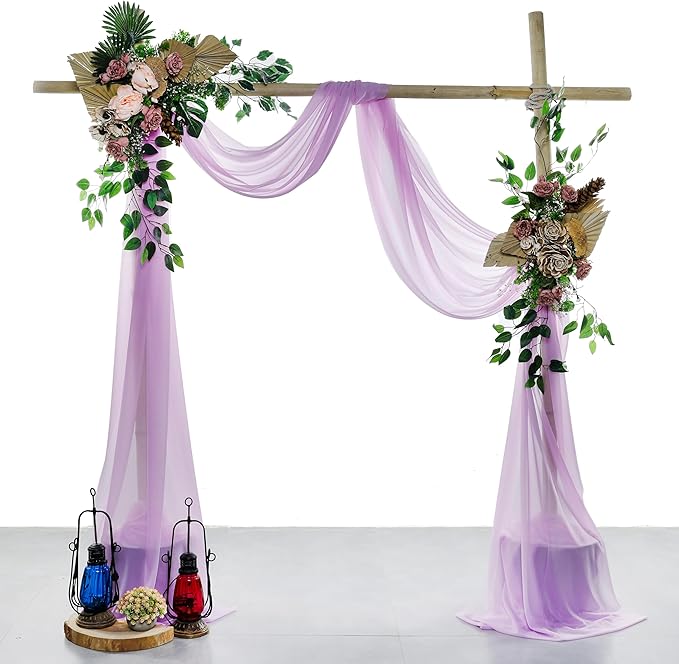 VDS Pack of 1 Panel (30 Inch X 40 Feet) Wedding Arch Draping Fabric Sheer Chiffon Fabric Drapery for Wedding Ceremony Reception Swag Backdrop Canopy Chuppah ARBO Altars Decoration (Orchid)