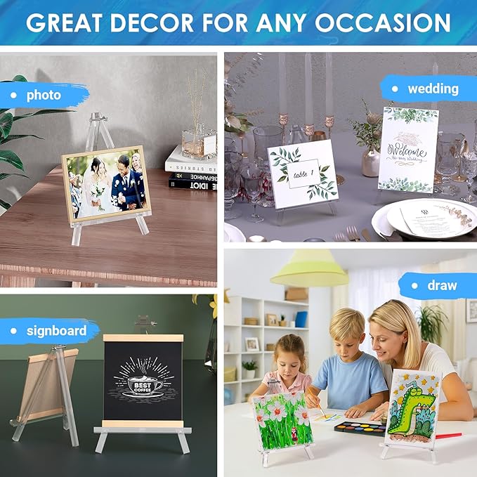 9 inch Acrylic Easel for Painting, 6 Pack Easel Stand for Wedding Signs, Tabletop Easels for Painting Canvases, Small Art Easel Canvas Stand Photo Display Tripod Holder for Kids Adults (6)