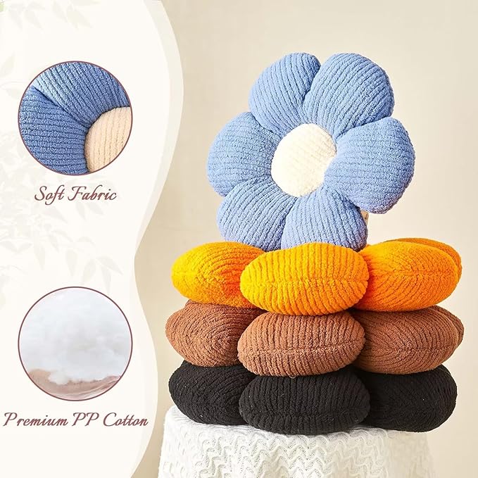 Flower Throw Pillow, Soft Orange 17.7" Shaped Floor Pillow for Home Decor, Cute Aesthetic Plush Decorative Pillows for Bed, Sofa, Couch