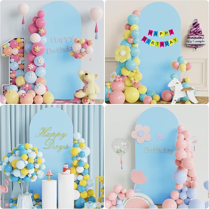 Wokceer 6 FT Wedding Arch Stand and Arch CoverMetal Arch Stand with Arch Stand Cover for Birthday Party Wedding Ceremony Bridal Baby Shower Event Decor, Blue, DoorCover 0.8M-Dusty Blue-K
