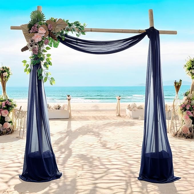 MDS Halloween Chiffon Draping Fabric - 1 Panel, 30" Wide x 30ft Long - Sheer Spooky Arbor & Canopy Drapery for Haunted House Backdrops, Party Ceilings, DIY Costumes & Themed Events - Navy Blue