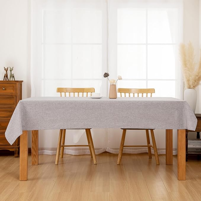 Hiasan Faux Linen Rectangle Tablecloth - Wrinkle and Stain Resistant Washable Table Cloth for Kitchen Dining Room Holiday Table Cover for Party Dinner, Stone, 54 x 108 Inch