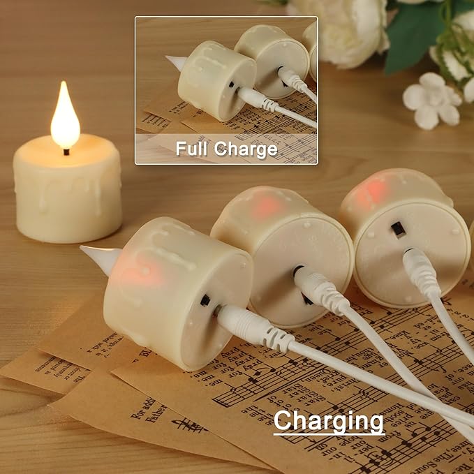 FREEPOWER Rechargeable Flameless Tea Lights with Remote Timer, Soft 3D Wick LED Tealights Candles Battery Operated, Rechargeable Candles Flickering Realistic for Home Decor Up to 40 Hours,6 Pack