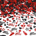 Red and Black Happy Birthday Confetti, 3000 Pcs Birthday Cake Table Metallic Foil Confetti Party Table Decor for Party, Baby Shower, DIY Arts and Crafting