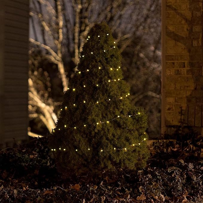 Dazzle Bright Fairy Lights Battery Operated, 2 Pack Total 40FT 120LED Silver Wire Waterproof String Lights, Christmas Decorations for Indoor Outdoor Bedroom Yard Party Decor, Warm White