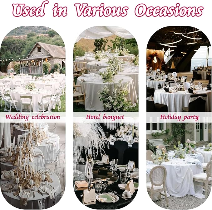 KKJIAF 1 Pack 60 Inch / 5ft Round Table Cloth, Hot Pink Overlay Round Satin Table Cover, Silky Satin Dining Tablecloths for Wedding Buffet Parties Banquet Decoration