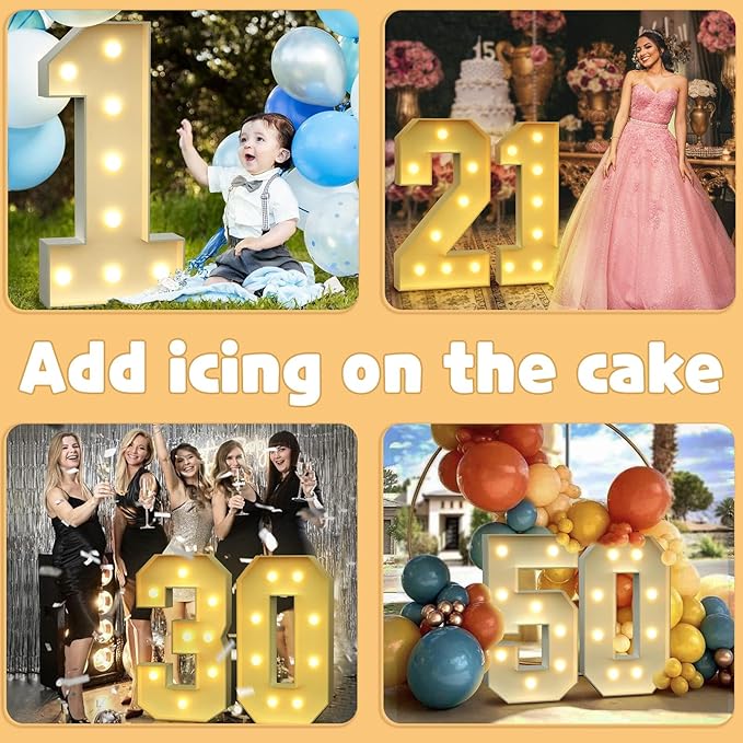 imprsv 3FT Light Up Numbers, Marquee Numbers 5 for Birthday and Anniversary Party Decorations, Large Light Up 5, Pre-Cut Foam Board Kit