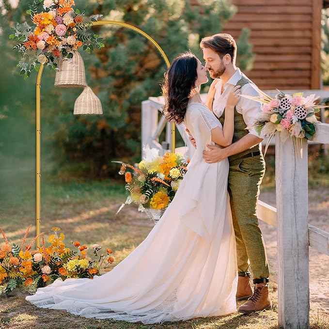 HPC Decor Metal Arch Backdrop Stand Set of 3-7.2FT,6FT,6FT Gold Wedding Arch Backdrop Stand- Square Arched Frame for Wedding Ceremony Baby Shower Birthday Party Garden Floral Balloon Arch Decoration