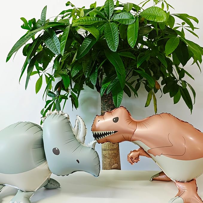 Matte Self Standing Dinosaur Tyrannosaurus Animal Balloons Cute inflatable dinosaur Foil Balloons for Dinosaur themed Three Rex Birthday Party Boy Kids Adults Birthday Party Supplies Decor