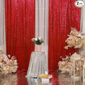 Poise3EHome 2Pcs 3Ft x 8Ft Red Sequin Backdrop Curtain for Birthday Party Baby Shower Wedding Christmas Thanksgiving Holiday Festival Decor