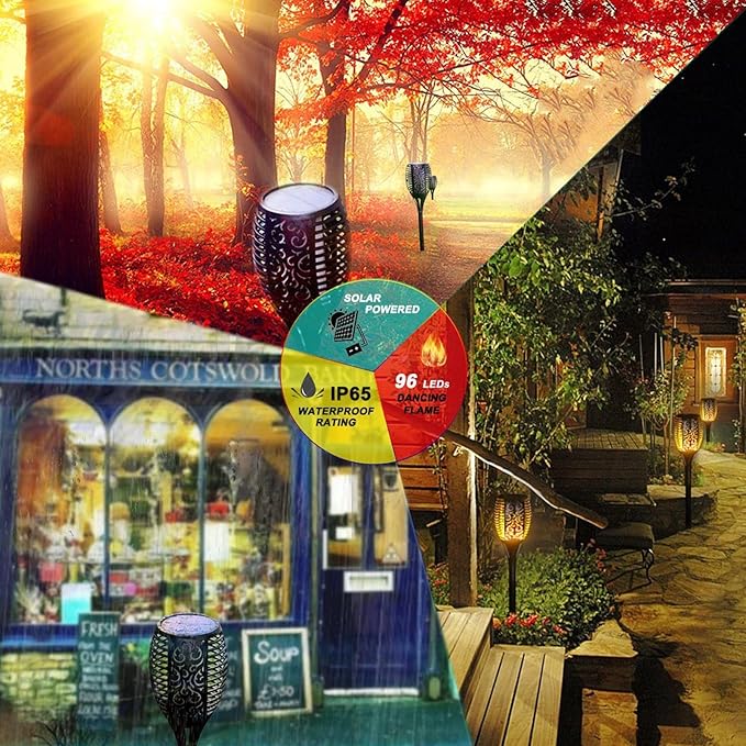 Solar Tiki Torch 43" (Super Large Size) with Flickering Flame, 99 LED Outdoor Waterproof Solar Powered Lights for Holiday Decorations Outside Garden Yard Pathway Decor