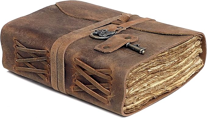 Vintage Leather Journal - Antique Handmade Leather Bound journal with deckle edge paper for Men And Women Diary - Leather Sketchbook - Drawing Journal Notebook - Great Gift (11.7X8.3)
