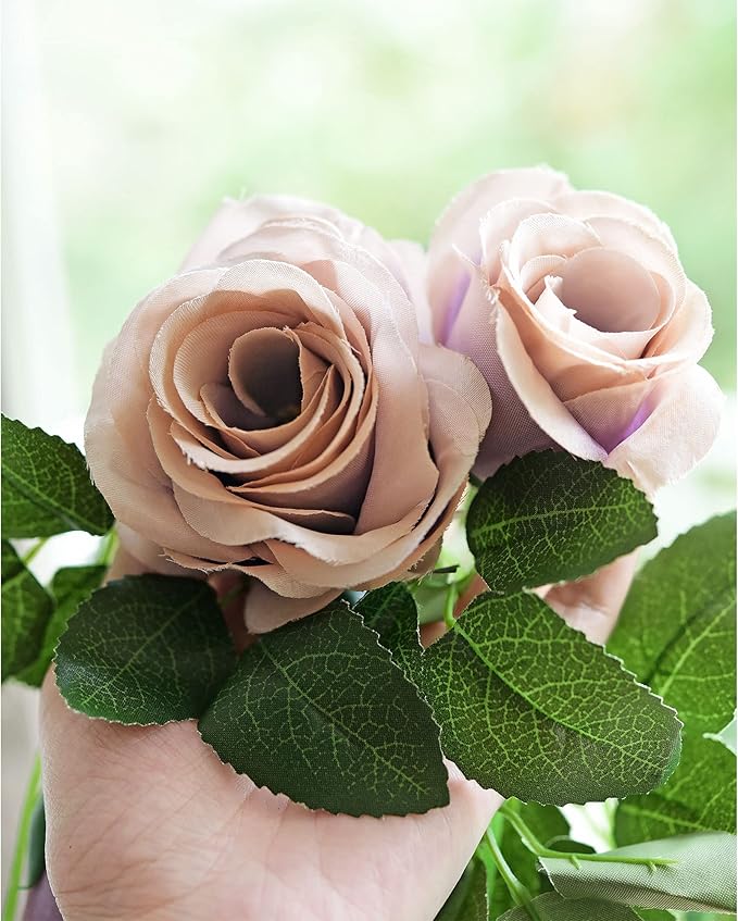 FiveSeasonStuff Smoky Purple Rose Silk Flower Garland Artificial Flowers Decoration Hanging Floral Décor for Wedding Baby Shower Birthday Party Garden 29 Ft 4 Pack