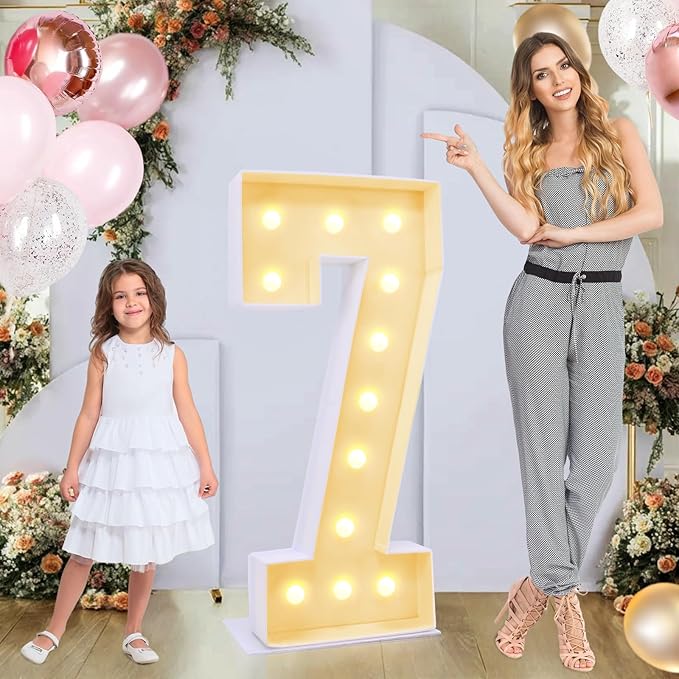 4ft Marquee for Numbers, Multifunctional Marquee for Numbers 4 Feet Tall, Mosaic Numbers for Balloons, Light up Numbers for Party Decorations, Birthday, Anniversary Party Decor (Number 7)