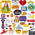35pcs Friends Themed Party Photo Booth Props, Friends Selfie Frame with Friends TV Show Party Photo Props, Friends Themed Birthday Bachelorette Party Decorations Friends Party Supplies
