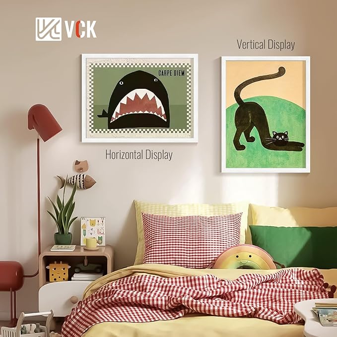 VCK 18x24 Frame 2 Pack, Exclusive Textured Solid Wood Poster Frame, Display Picture 16x20 with Mat or 18x24 without Mat, White