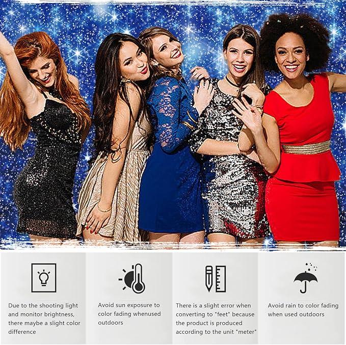 YongFoto Blue Glitter Backdrop 6x4ft Silver Light Spots Navy Blue Sequin Bokeh Photography Background Birthday Bridal Shower Wedding Photography Background Party Banner Decor Portraits Photoshoot