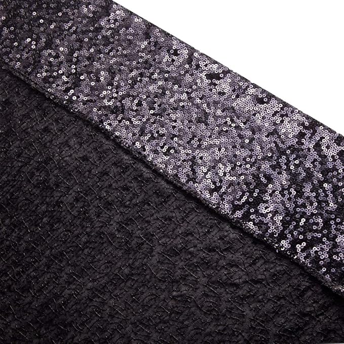SquarePie Sequin Backdrop Curtain Not See Through Thick Glitter Background for Party 8FT x 10FT Black