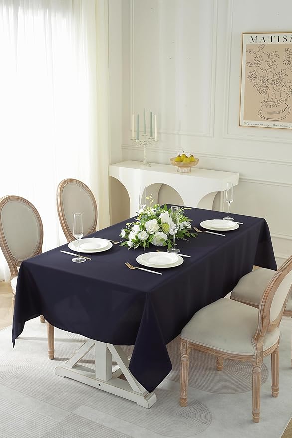 Craft And Party Rectangle Tablecloth, 70 x 90 Inch Navy Blue Tablecloth, Polyester Fabric Washable Table Cloth for Home, Party, Wedding or Restaurant Use.