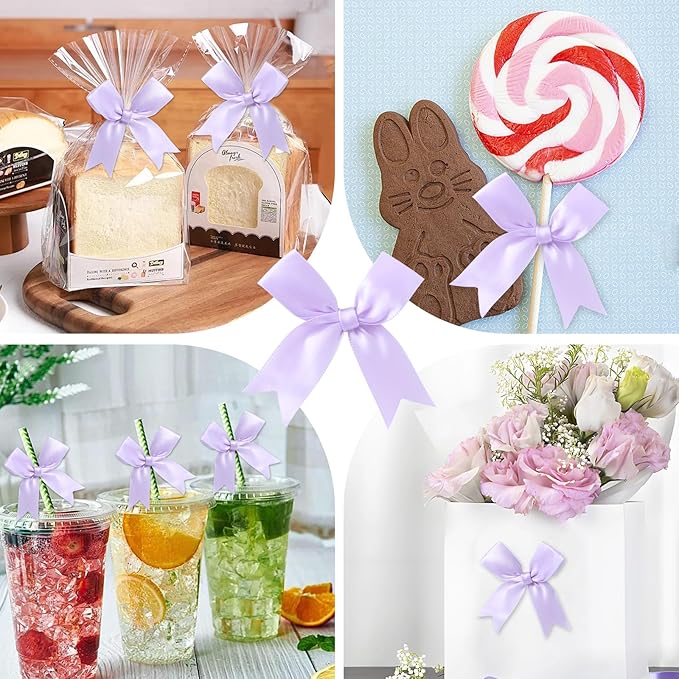 Feluwi Light purple Gift Wrap Bows (50 Pcs) - 3.3 Inch Elegant Plastic-Free Bows for Christmas Gifts, Birthday Presents, Wedding Friendly Party Supplies, Baby Shower, Gift Bags Decorative Accessories