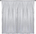 Silver Sequin Backdrop Curtains 8FTx8FT 1 Sequin Backdrop Curtains Panel Sparkly Background Drapes Glitter Photo Background for Wedding Baby Shower Stage Decorations