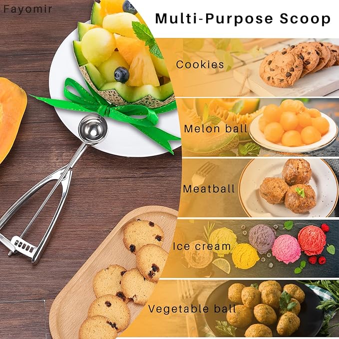 Mini Cookie Scoop, 1 Tsp Cookie Scoop, I Inch Cookie Dough Scoops, Melon Baller Scoops, Selected 18/8 Stainless Steel, for Making Cookies, Melon Ball, Ice Cream