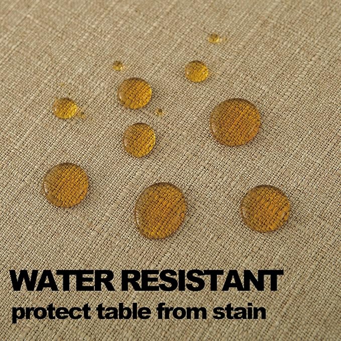 NLMUVW Round Linen Tablecloth 48 Inch, Tan Table Cloth Farmhouse Water Resistant Decorative Table Cover for Dining Kitchen Cafe Party