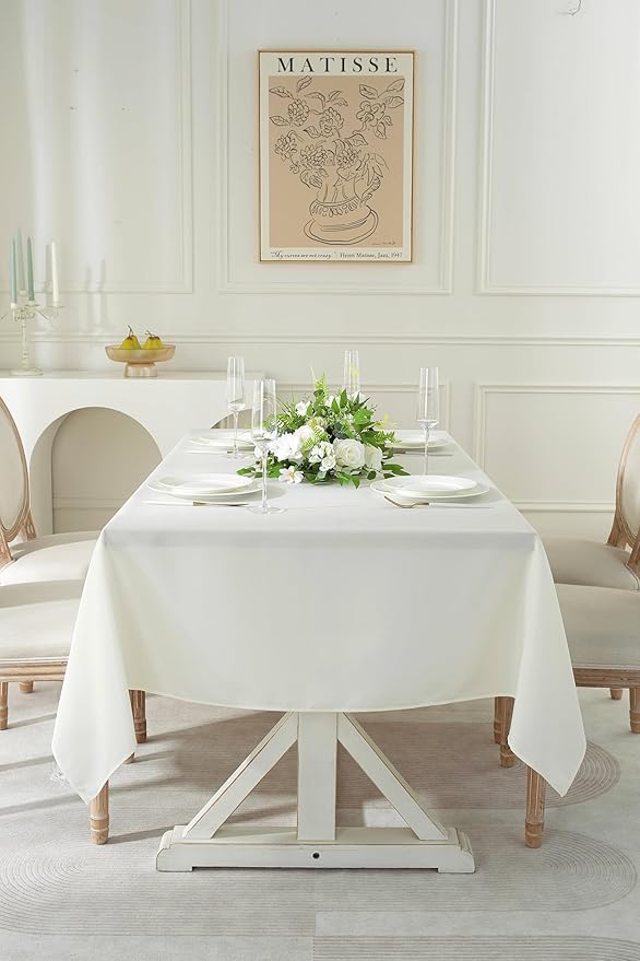 Craft And Party 60" X 126" Rectangular Polyester Tablecloth (Ivory)