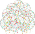 25 Pcs Rainbow Confetti Balloons, 12 Inch Thickened Clear Latex Balloon with Confetti Inside for Birthday Party Baby Shower Graduation Engagement Bridal Shower Decorations Supplies (Long Confetti)