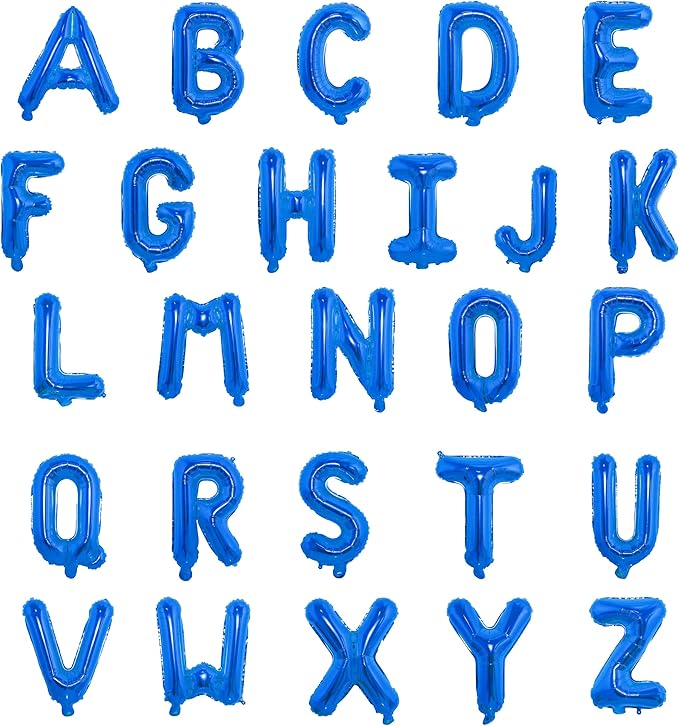 16 Inch Foil Mylar Balloons 26pcs Letters Balloons A-Z (Blue)