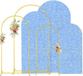 MODFUNS Metal Arch Backdrop Stand and Cover Set 4&5&6ft Light Blue Sequins Arch Backdrop Cover Set of 3 Balloon Arch Frame Romantic Arch Stand with Covers for Wedding Birthday Party Decoration