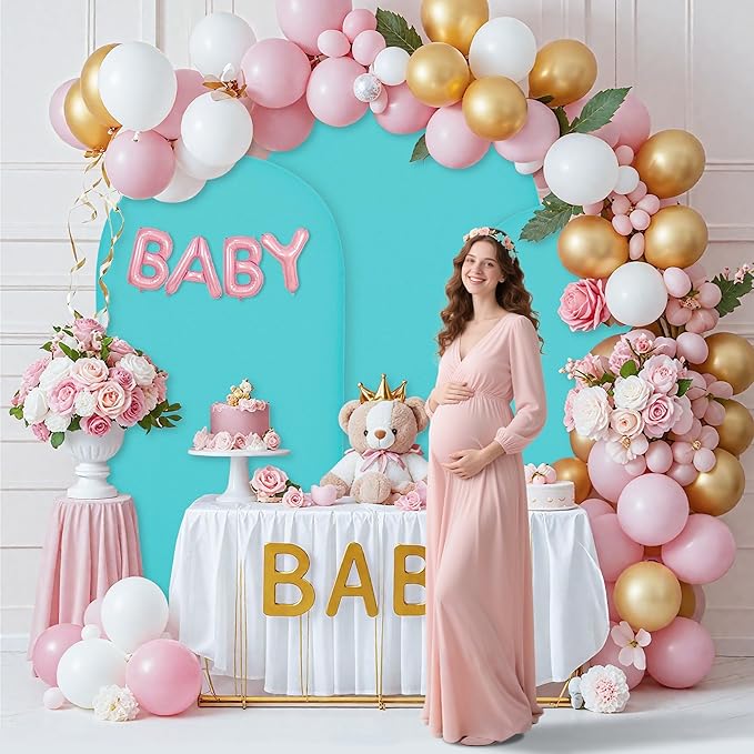 Wedding Arch Covers Arch Backdrop Cover Arch Stand Covers 7.2FT 6.6FT 6FT Set of 3 Arch Cover Spandex Fabric Stretchy Backdrop for Wedding Birthday Party Decoration Baby Shower (Sky Blue)