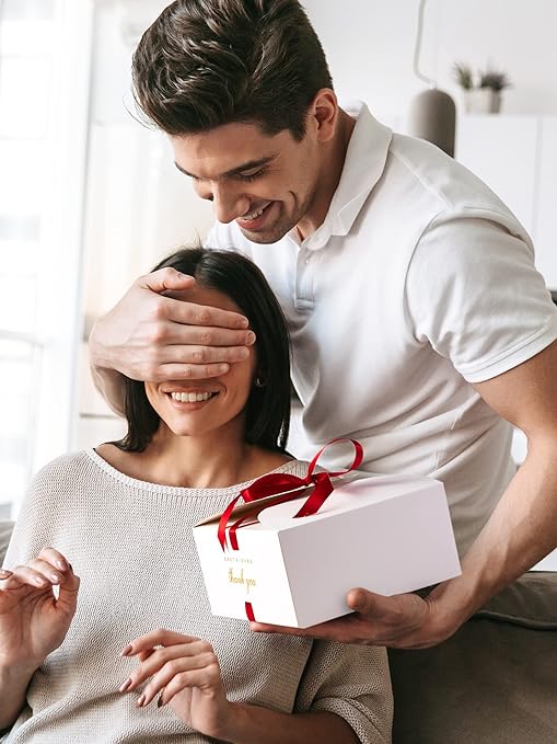 MESHA Gift Boxes 4x4x4'' 10 Pack, Small White Gift Boxes with Lids,Bridesmaid Proposal Box, Wedding Boxes for Gifts Thank You Box with Ribbon Cupcake Boxes