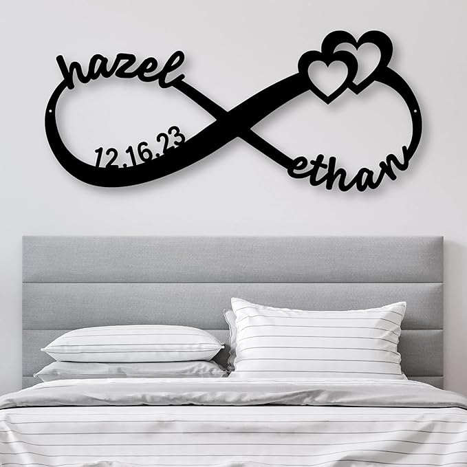 NAZENTI Personalized Metal Sign Infinity Gift For Couple, Wedding Gift, Family Name Sign, Outdoor Name, Anniversary, Home Decor, Front Door