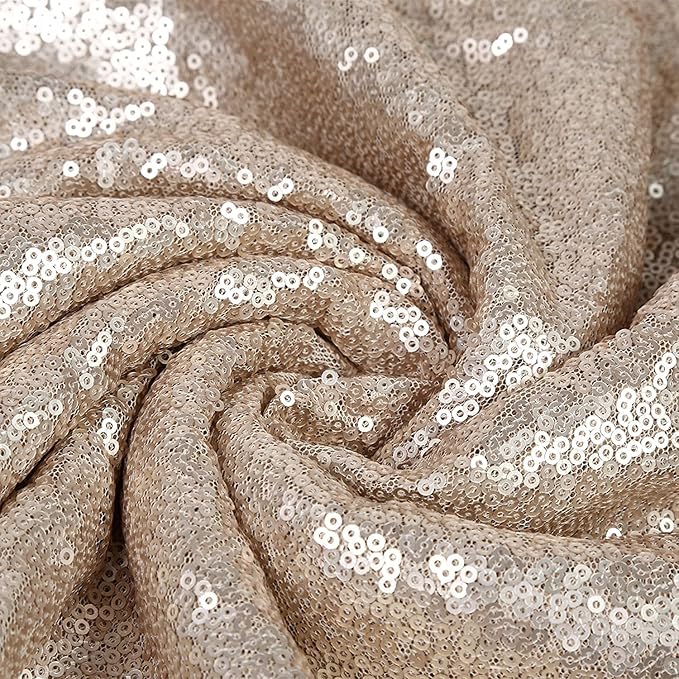 Champagne Sequin Backdrop Curtains 1 Panel 8FTx8FT Glitter Champagne Photo Backdrop Drapes Party Wedding Baby Shower Curtain Sparkle Photography Background