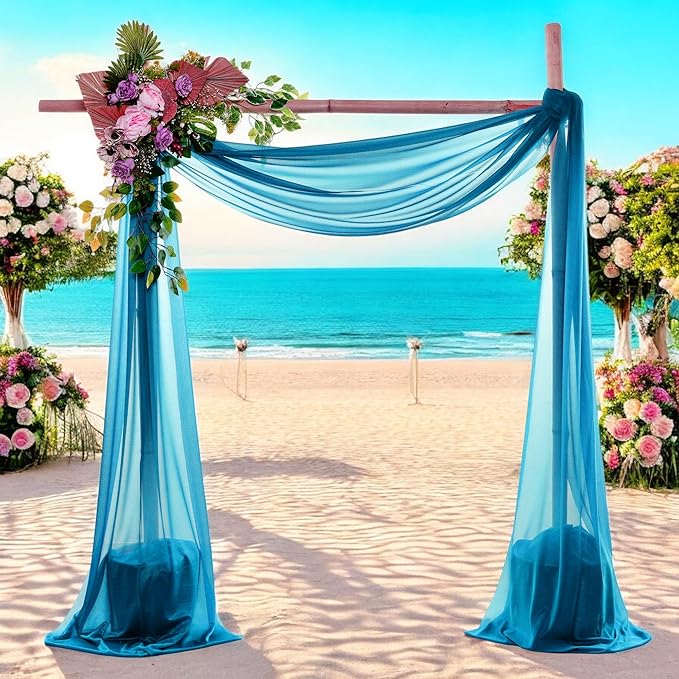 MDS Halloween Chiffon Draping Fabric - 2 Panel, 30" Wide x 40ft Long - Sheer Spooky Arbor & Canopy Drapery for Haunted House Backdrops, Party Ceilings, DIY Costumes & Themed Events - Dark Teal
