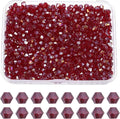 PATIKIL 1000pcs 4mm Bicone Glass Crystal Beads, Faceted Glass Spacer Beads with Box for Jewelry Making Bracelet Necklace Earrings DIY Suncatcher Craft, Dark Red AB