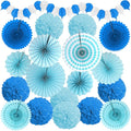 Party Decorations, Blue Papar Fans Pompoms Garlands for Men Boy Fathers Day Graduation Bachelorette Wedding Birthday Baby Showers Birthday Party Decoration