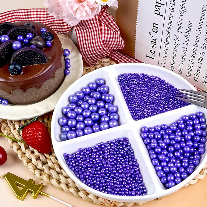 Dazzjoy Purple Edible Pearl Sprinkles, 150g/5.29oz, Purple Sprinkles for Cake Decorating, Cake Decoration & Cupcake Topper